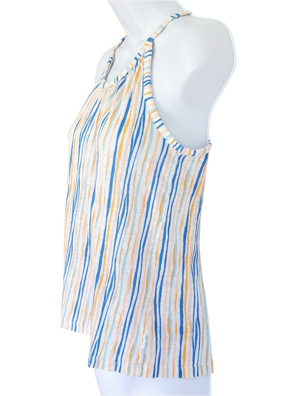 CHRISTIAN SIRIANO 100% Linen Striped Halter Tank Top Coastal Small - Picture 2 of 8